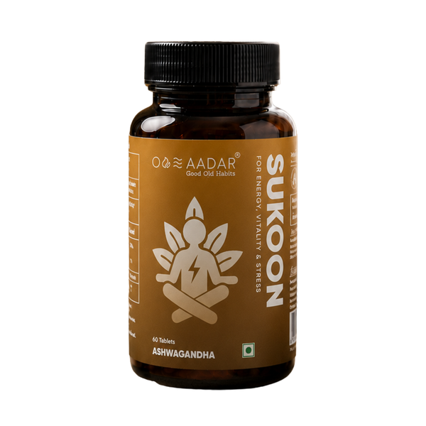 Aadar Sukoon Ashwagandha Tablets | Stress Support & Calm Energy | 60 Tablets, 500 mg Extract