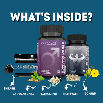 AADAR Ayurveda Men's Shilajit Fitness Pack <br> (60 Caps + 30 Caps + 15g)