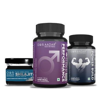 AADAR Ayurveda Men's Shilajit Fitness Pack <br> (60 Caps + 30 Caps + 15g)