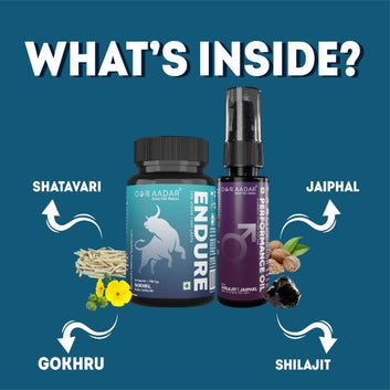 AADAR Ayurveda Endure & Performance Oil Combo Pack <br> (60 Capsules + 30 mL)