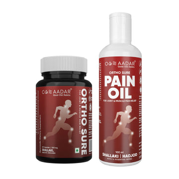 AADAR Ayurveda Ortho Sure Capsule & Oil for Joint & Muscle Pain Relief <br> (30/60 Days Course)