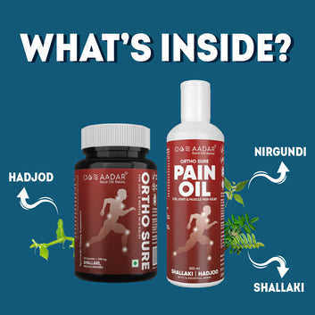 AADAR Ayurveda Ortho Sure Capsule & Oil for Joint & Muscle Pain Relief <br> (30/60 Days Course)