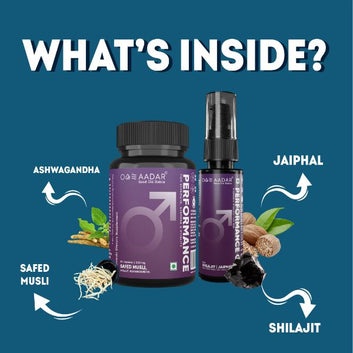 AADAR Ayurveda Performance Booster Combo Pack for Sexual Wellness<br> (60 Capsules + 30 ml)