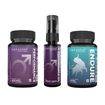 AADAR Ayurveda Stamina for Men Combo Pack <br> (2 x 60 Capsules + 1 x 30 ml)