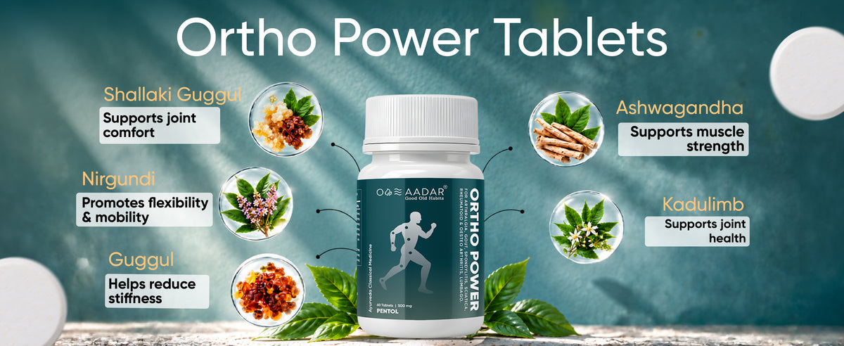 Aadar Ortho Power Tablets | Joint & Muscle Support | 60 Tablets, 500 mg A+ Banner