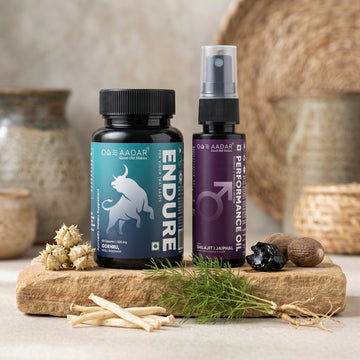 AADAR Ayurveda Endure & Performance Oil Combo Pack <br> (60 Capsules + 30 mL)