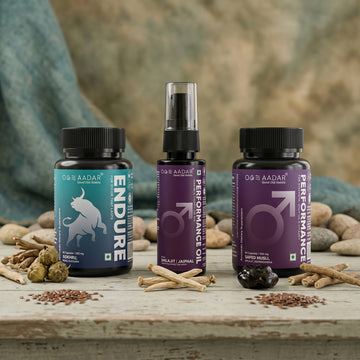 AADAR Ayurveda Stamina for Men Combo Pack <br> (2 x 60 Capsules + 1 x 30 ml)