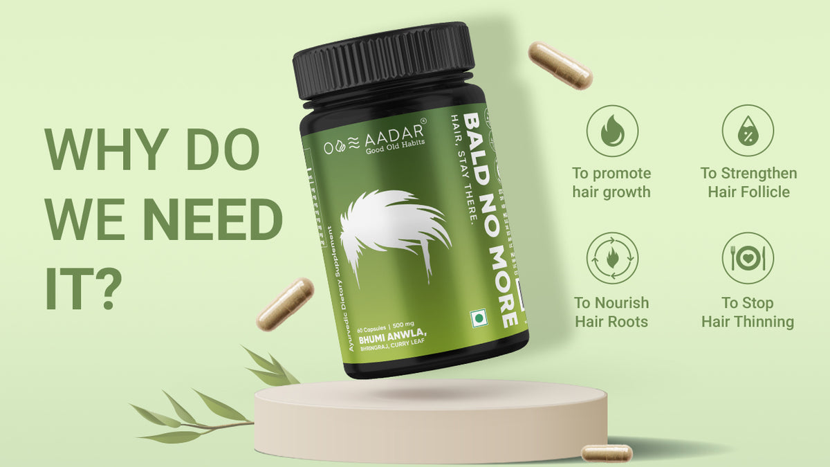 AADAR Ayurveda Bald No More Capsules (60 Caps) A+ Banner