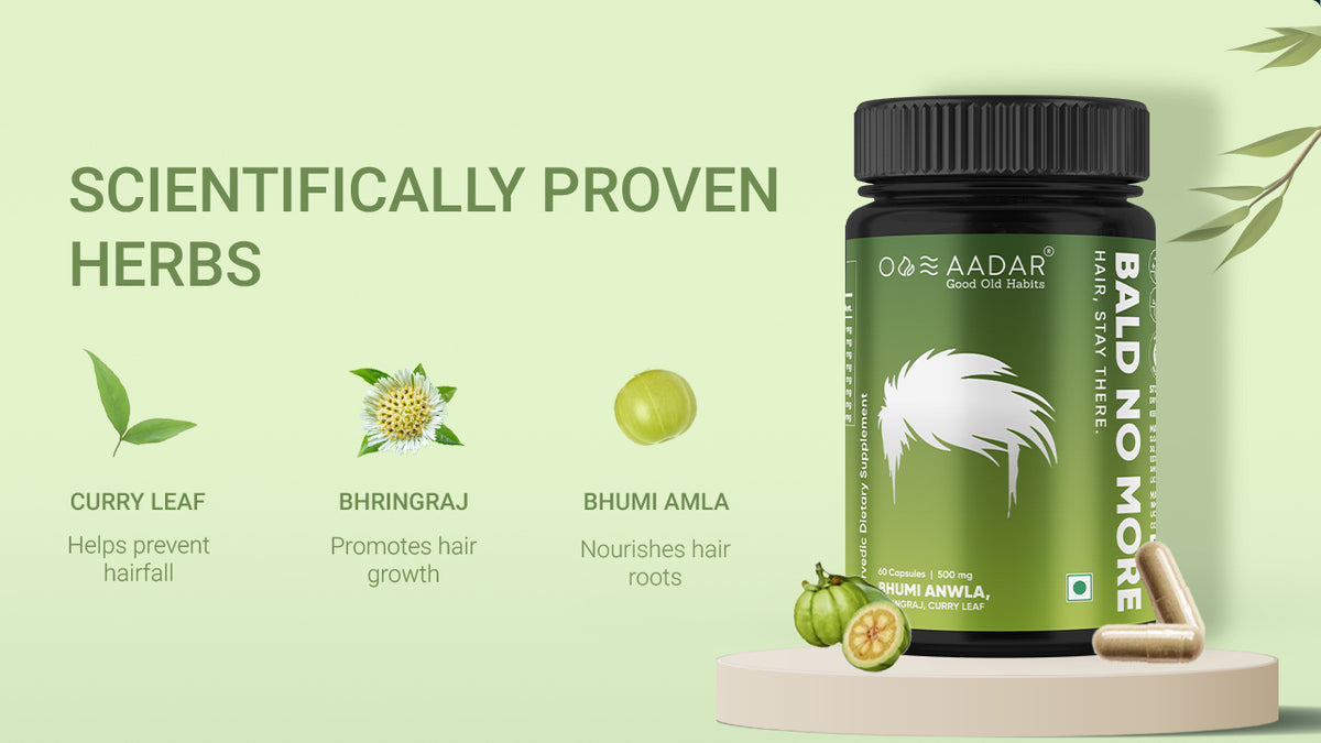 AADAR Ayurveda Bald No More Capsules (60 Caps) A+ Banner