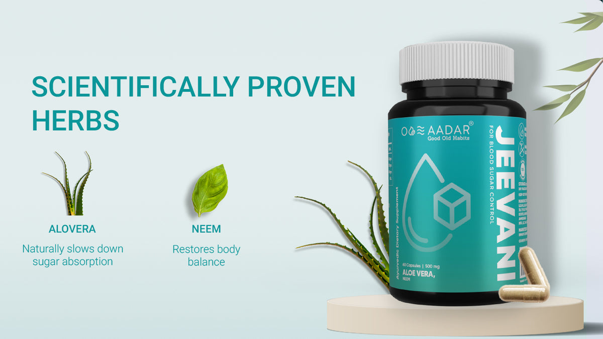 AADAR Ayurveda Jeevani Capsule  (Diabetes Control) <br> (60 Capsules) A+ Banner