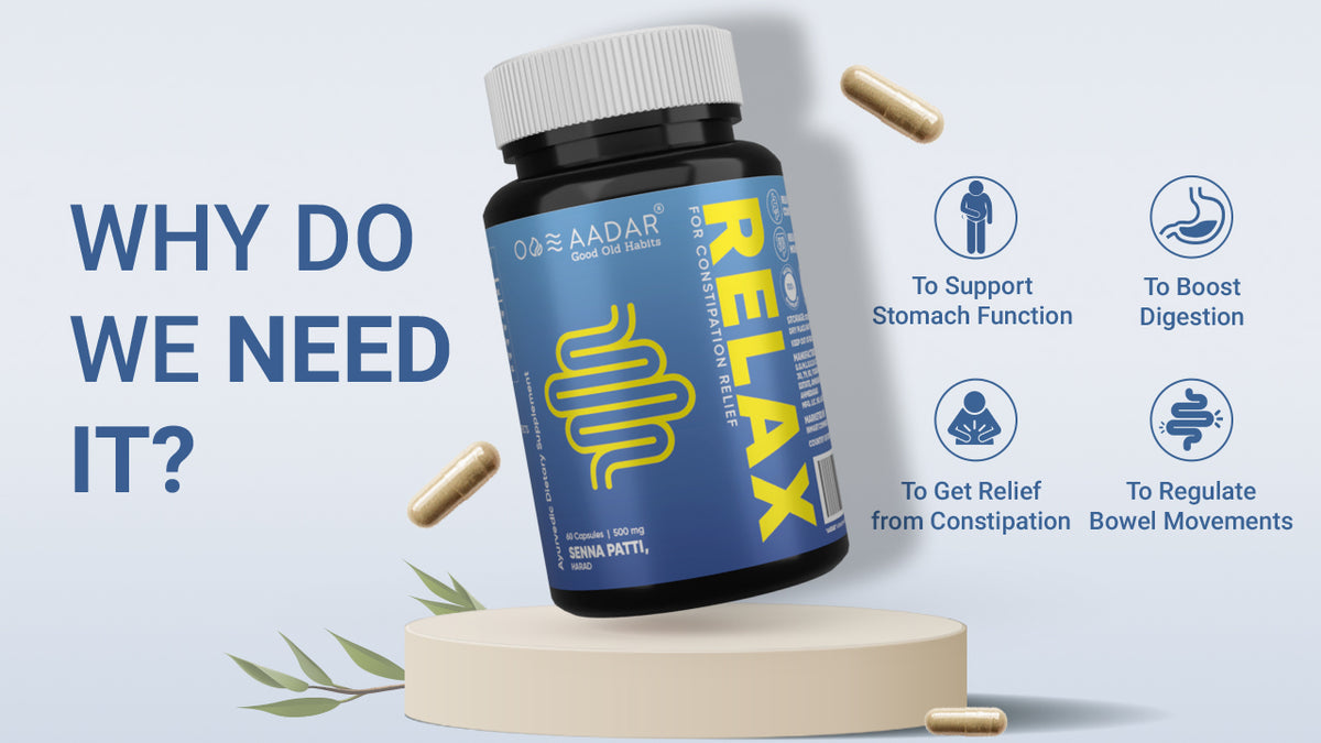 AADAR Ayurveda Relax Pro Capsule (Constipation & Gastric Relief) (60 Capsules) A+ Banner