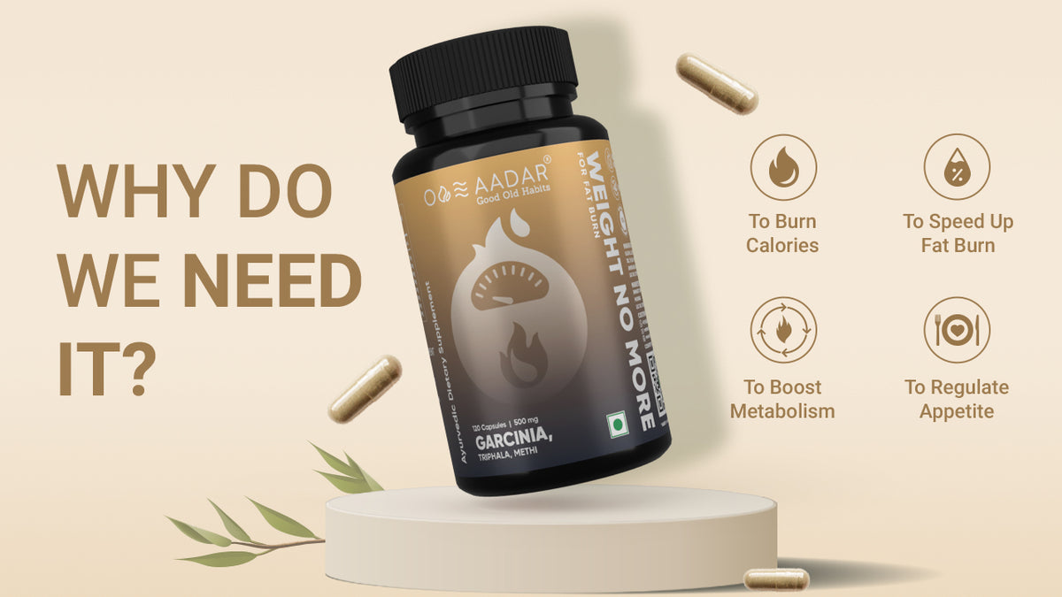 AADAR Ayurveda Weight No More (Natural Weight Loss & Fat Burner) (120 Capsules) A+ Banner