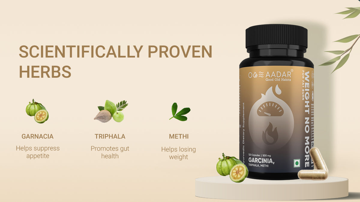 AADAR Ayurveda Weight No More (Natural Weight Loss & Fat Burner) (120 Capsules) A+ Banner