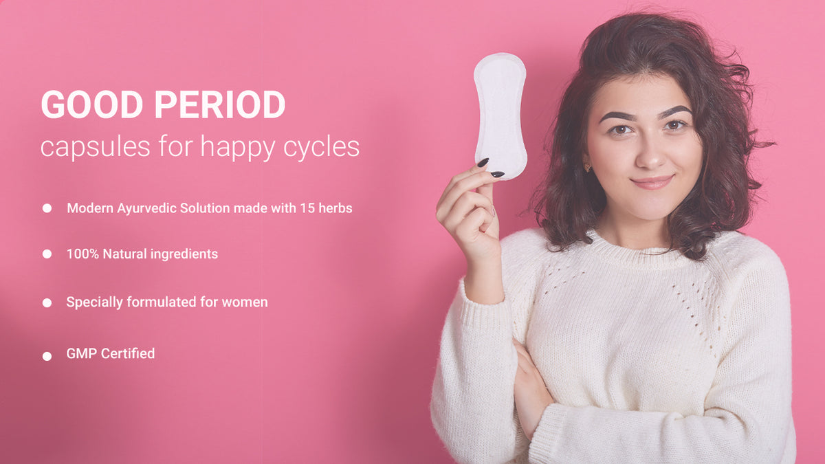 AADAR Ayurveda Good Period Capsule, Regulates menstrual cycle (Period Pain Relief) <br> (60 Capsules) A+ Banner