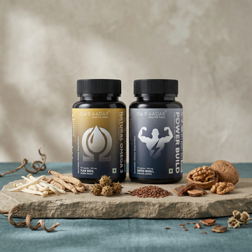 AADAR Ayurveda Power Build & Natural Omega 3 fitness Combo Pack <br>  (60 Capsules X 2)