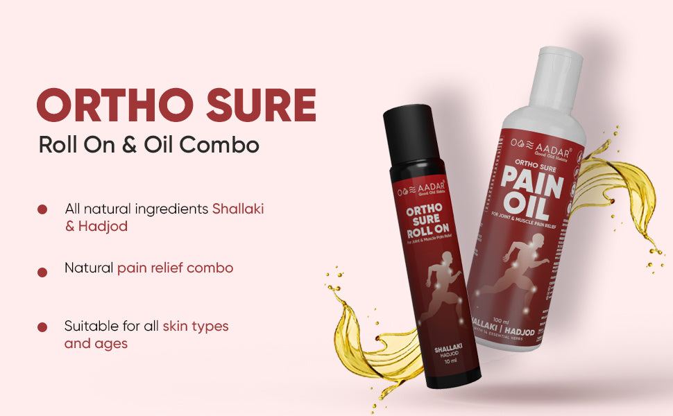 AADAR Ortho Sure Oil and Roll On Combo Pack for joint pain relief <br> (Roll On (30 ml) & Oil (100 ml)) A+ Banner