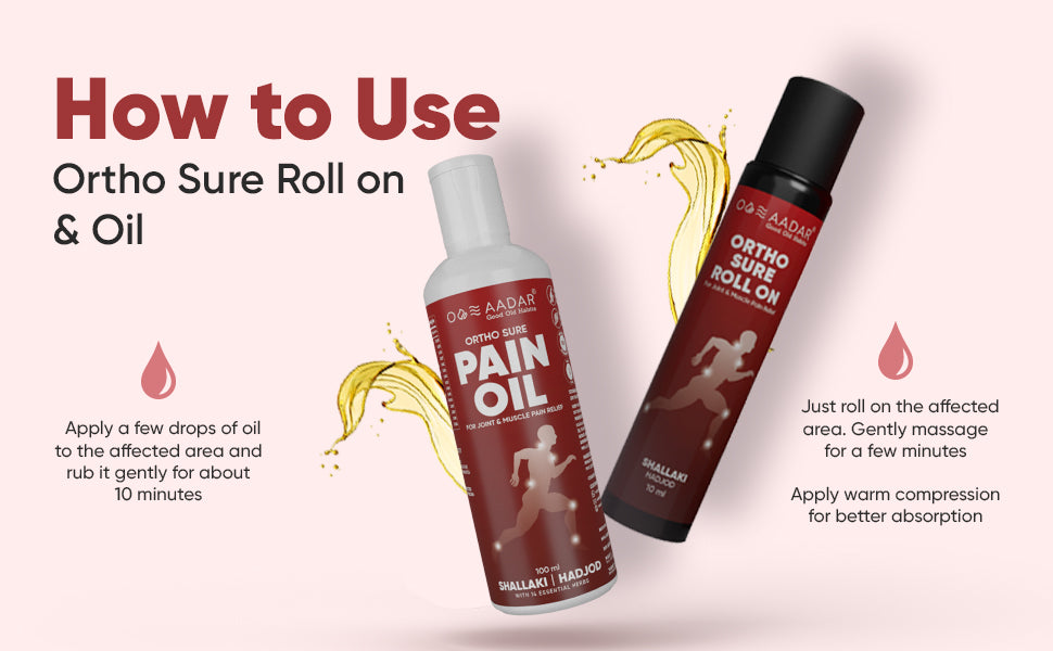 AADAR Ortho Sure Oil and Roll On Combo Pack for joint pain relief <br> (Roll On (30 ml) & Oil (100 ml)) A+ Banner