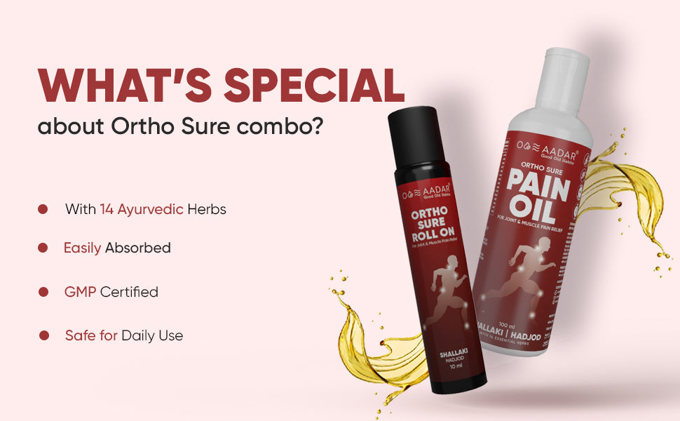 AADAR Ortho Sure Oil and Roll On Combo Pack for joint pain relief <br> (Roll On (30 ml) & Oil (100 ml)) A+ Banner