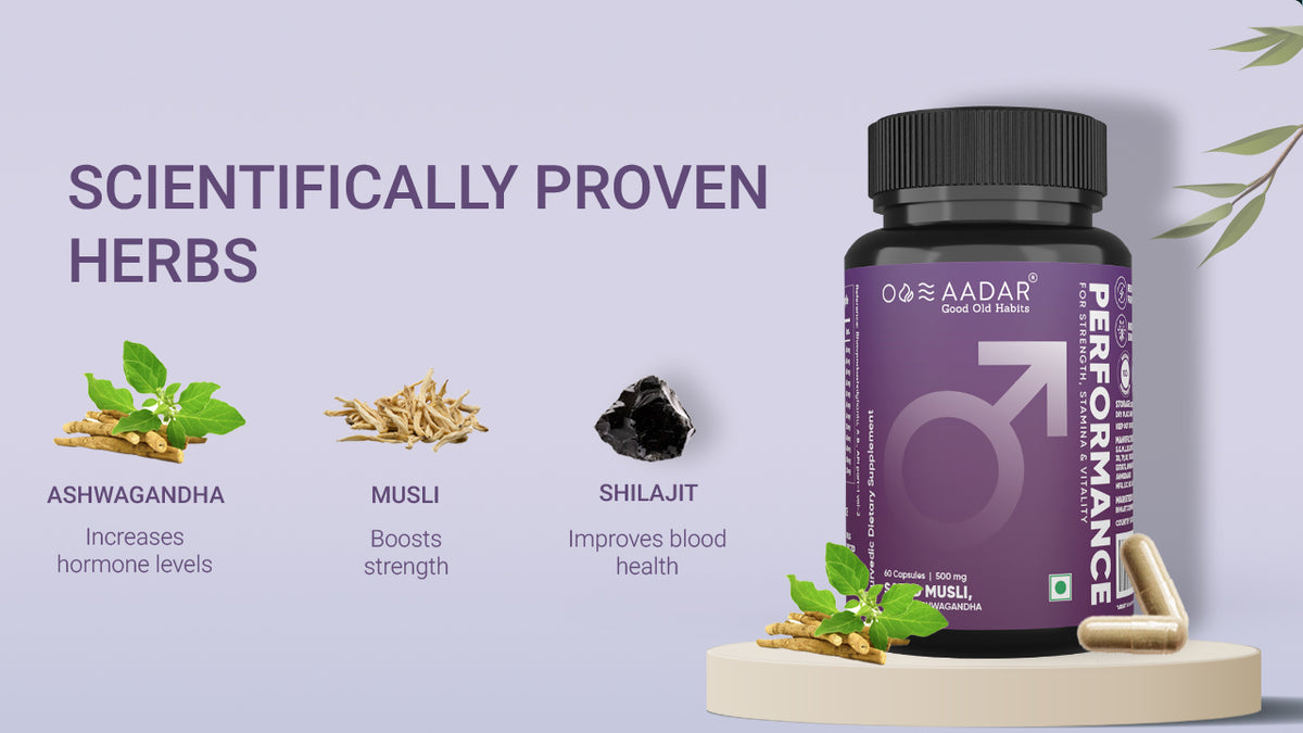 AADAR Ayurveda Performance Capsule (Ayurvedic Stamina Booster) <br>  (60 Capsules) A+ Banner