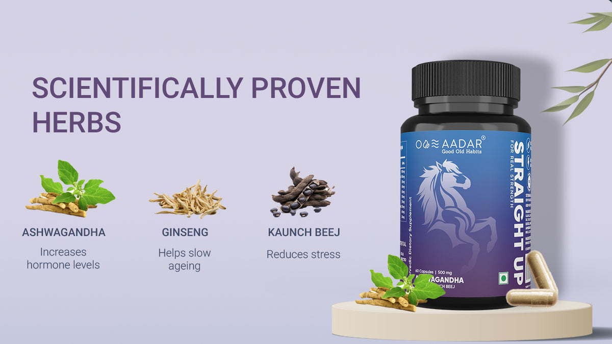 AADAR Ayurveda Straight Up Capsule <br> (60 Capsules) A+ Banner