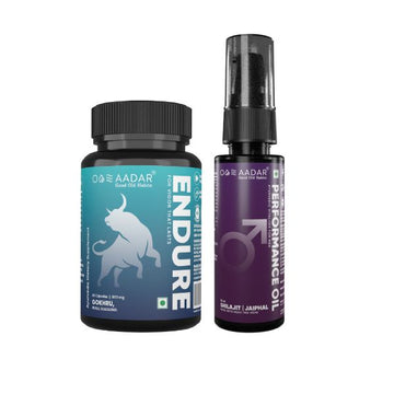 AADAR Ayurveda Endure & Performance Oil Combo Pack <br> (60 Capsules + 30 mL)