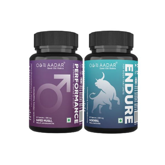 AADAR Ayurveda Performance & Endure Combo Pack for Sexual Wellness <br> (2 x 60 Capsules)