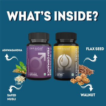 AADAR Ayurveda Performance and Natural Omega 3 Combo Pack for Wellness <br> (2 x 60 Capsules)