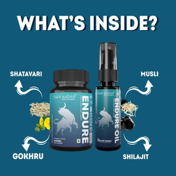 AADAR Ayurveda Endure Capsule & Oil Combo Pack for Premature Ejaculation <br> (60 Caps + 30 ml)