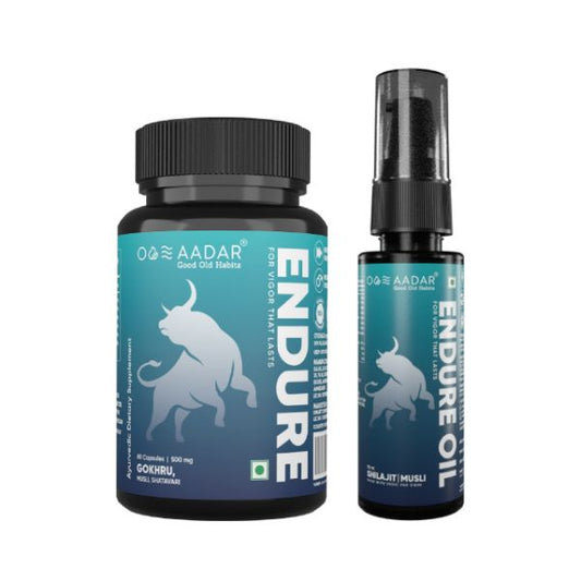AADAR Ayurveda Endure Capsule & Oil Combo Pack for Premature Ejaculation <br> (60 Caps + 30 ml)